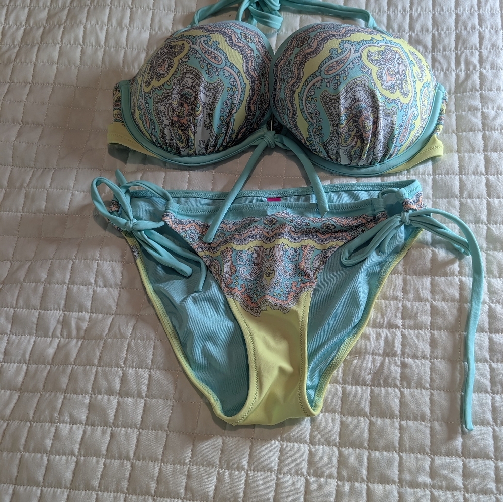 Victoria's Secret Paisley Bikini - Aqua and Lime